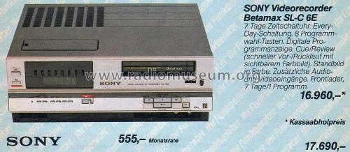 Video Cassette Recorder SL-C6E; Sony Corporation; (ID = 2101659) Reg-Riprod