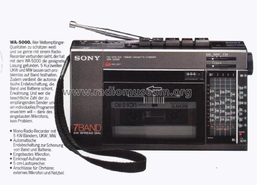 FM/MW/SW 7Band Cassette-Corder WA-5000; Sony Corporation; (ID = 2102488) Radio