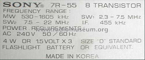 8 Transistor 7R-55; Sony Corporation; (ID = 629845) Radio