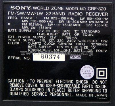 Short Wave Synthesized Dual Conversion Receiver CRF-320; Sony Corporation; (ID = 888777) Radio