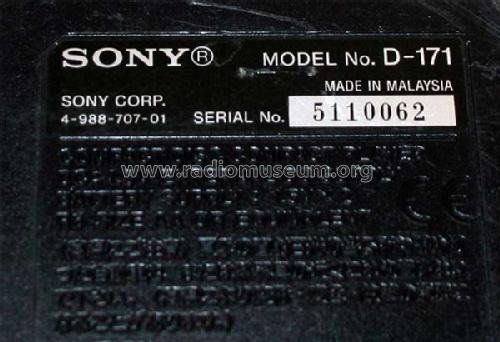 Discman D-171; Sony Corporation; (ID = 1506090) R-Player