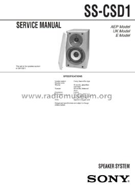 HiFi Box SS-CSD1; Sony Corporation; (ID = 1721774) Speaker-P
