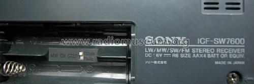 LW / MW / SW / PLL FM Stereo Synthesized Receiver ICF-SW7600; Sony Corporation; (ID = 186840) Radio