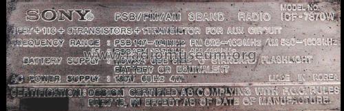PSB / FM / AM 3Band Radio ICF-7370W; Sony Corporation; (ID = 1926182) Radio