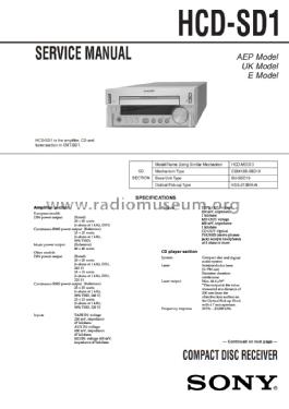 Compact Disc Receiver HCD-SD1; Sony Corporation; (ID = 1721763) Radio