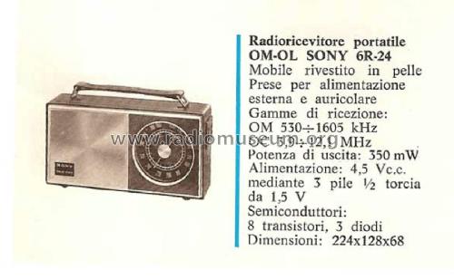 Solid State 8 Transistor 2 Band 6R-24; Sony Corporation; (ID = 2094139) Radio