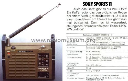 Sports 11 ICF-111B; Sony Corporation; (ID = 495873) Radio