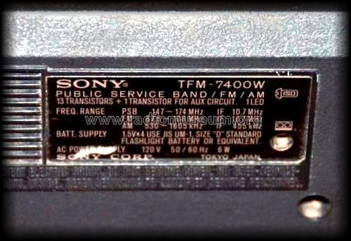 Public Service Band/FM/AM TFM-7400W; Sony Corporation; (ID = 1532492) Radio