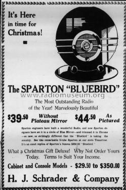 Sparton 566 Bluebird Art Deco Radio 'blue mirror' Ch= 506; Sparks-Withington Co (ID = 2048725) Radio