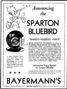 Sparton 566 Bluebird Art Deco Radio 'blue mirror' Ch= 506; Sparks-Withington Co (ID = 2048726) Radio