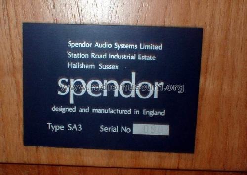 SA3; Spendor Audio (ID = 448607) Speaker-P
