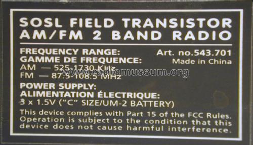 Field Transistor 543.701; Spirit of St. Louis, (ID = 1386384) Radio