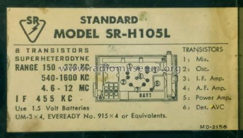 All Wave Transistor 8 SR-H105L; Standard Radio Corp. (ID = 2294784) Radio