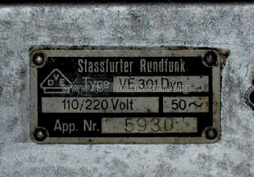 Volksempfänger VE301 Dyn W; Stassfurter Licht- (ID = 1823691) Radio