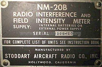 Radio Interference Meter NM-20B; Stoddart Aircraft (ID = 661500) Equipment