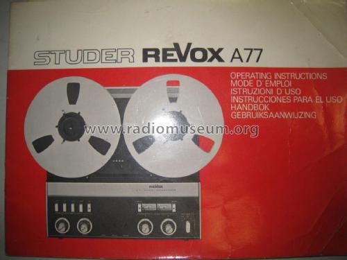 Revox A77 Mk IV CS; Studer GmbH, Willi (ID = 2024888) R-Player