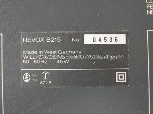 ReVox B215; Studer GmbH, Willi (ID = 2843741) Sonido-V