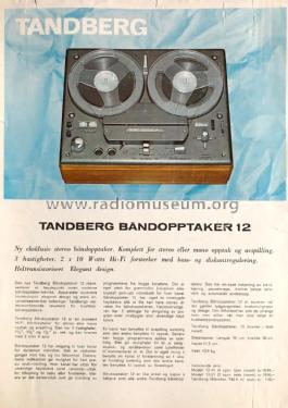Tape Recorder - Båndopptaker Series 12 12-41; Tandberg Radio; Oslo (ID = 2832172) Reg-Riprod