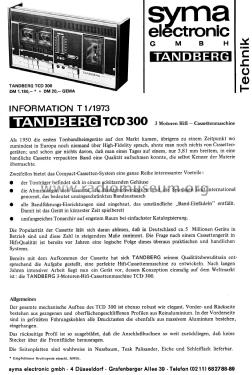 Cassette Deck TCD300; Tandberg Radio; Oslo (ID = 2699708) R-Player