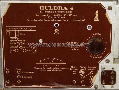 Huldra 4 ; Tandberg Radio; Oslo (ID = 108271) Radio