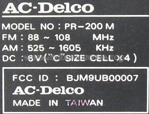 AC Delco PR-200M; Tatung Co.; Taipei (ID = 491565) Radio