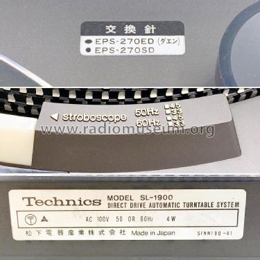 Direct-Drive Automatic Turntable SL-1900; Technics brand (ID = 2815878) R-Player