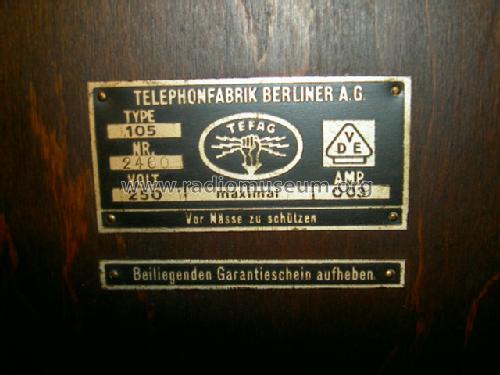 Heim-Lautsprecher 105; Tefag; Telephon (ID = 174025) Speaker-P