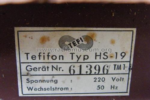 Tefifon HS-19; Tefi-Apparatebau; (ID = 993424) R-Player