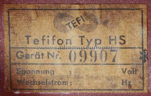 Tefifon Schallbandspieler HS; Tefi-Apparatebau; (ID = 1227014) Sonido-V
