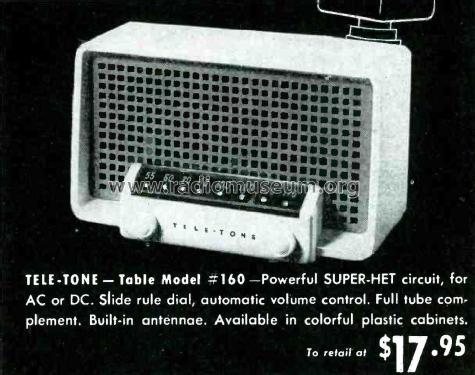 160 Ch= Y; Tele-Tone Radio Corp (ID = 2695120) Radio