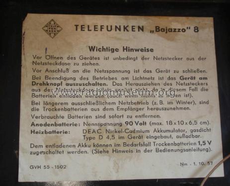 Bajazzo 8; Telefunken (ID = 2629218) Radio