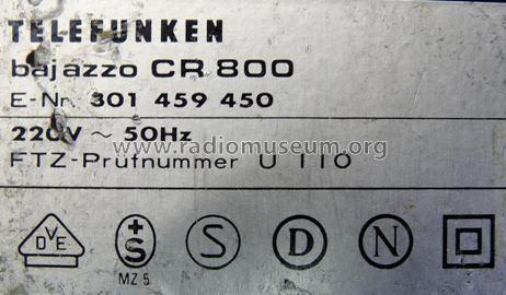 Bajazzo CR800; Telefunken (ID = 695129) Radio