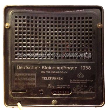 Deutscher Kleinempfänger 1938 DKE38; Telefunken (ID = 1296008) Radio