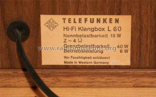 Hi Fi Lautsprecher Box L60; Telefunken (ID = 792343) Parleur