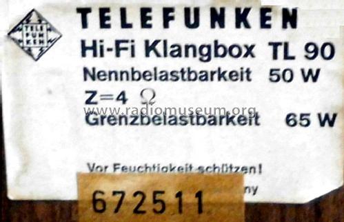 Hi Fi Lautsprecher Box TL90; Telefunken (ID = 2601652) Speaker-P