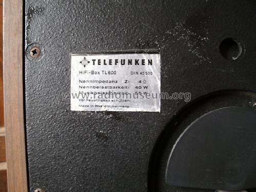 Lautsprecher Box TL 600; Telefunken (ID = 1294870) Speaker-P