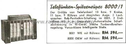 Spitzensuper 8001WK ; Telefunken (ID = 1390729) Radio