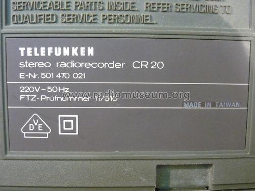 Stereo Radiorecorder CR20; Telefunken (ID = 973227) Radio