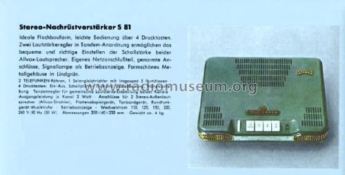 Stereo-Nachrüstverstärker S81; Telefunken (ID = 1075509) Ampl/Mixer