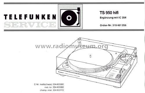 TS 950 HiFi; Telefunken (ID = 1330144) R-Player