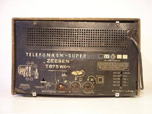 Zeesen 875WK T875WK; Telefunken (ID = 1228630) Radio