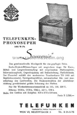 Souvenir 1482W-Ph; Telefunken; Wien (ID = 1919033) Radio