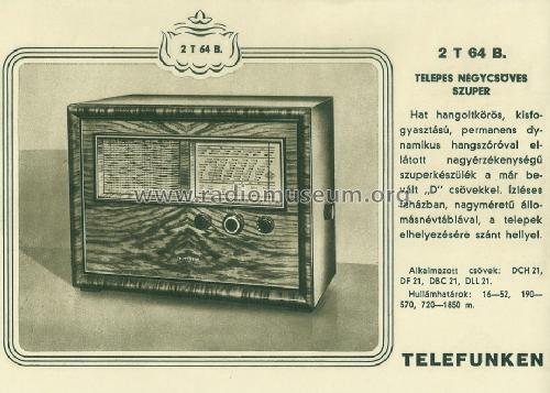 2T64B; Telefunken; Budapest (ID = 1514057) Radio