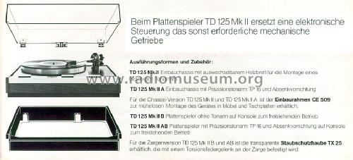 Transcription Turntable TD 125 Mk II; Thorens SA; St. (ID = 1598483) R-Player