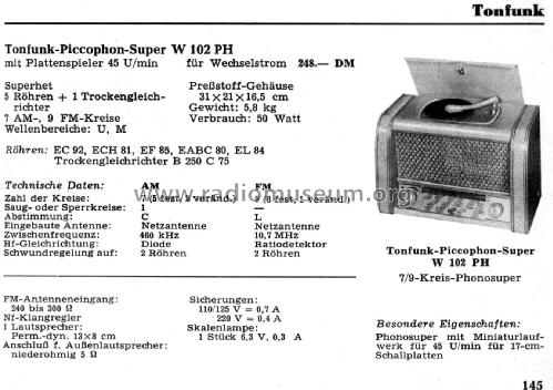 Piccophon-Super W102PH; Tonfunk GmbH; (ID = 2089043) Radio