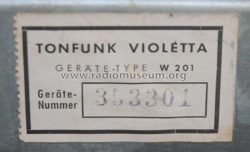 Violetta W501 Ch= W201 [goldfarbige Skala]; Tonfunk GmbH; (ID = 3021589) Radio
