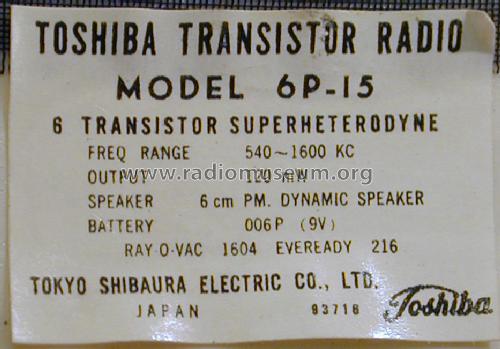 6 P-15; Toshiba Corporation; (ID = 1503569) Radio