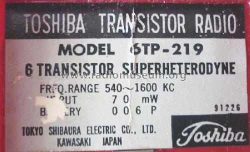 6TP-219; Toshiba Corporation; (ID = 1839280) Radio