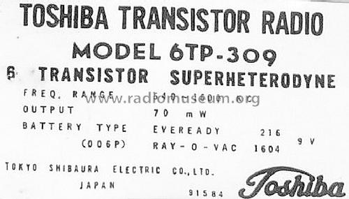 6 TP-309; Toshiba Corporation; (ID = 1585873) Radio