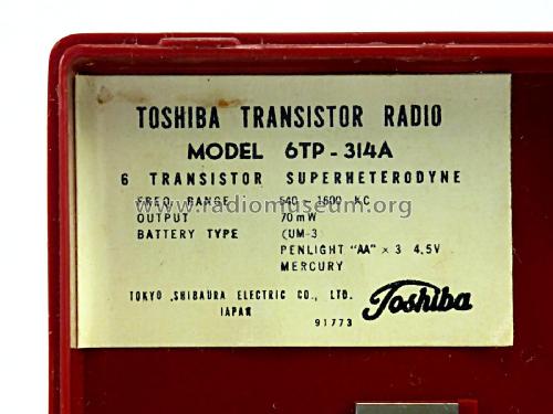 6 TP-314 A; Toshiba Corporation; (ID = 2611720) Radio